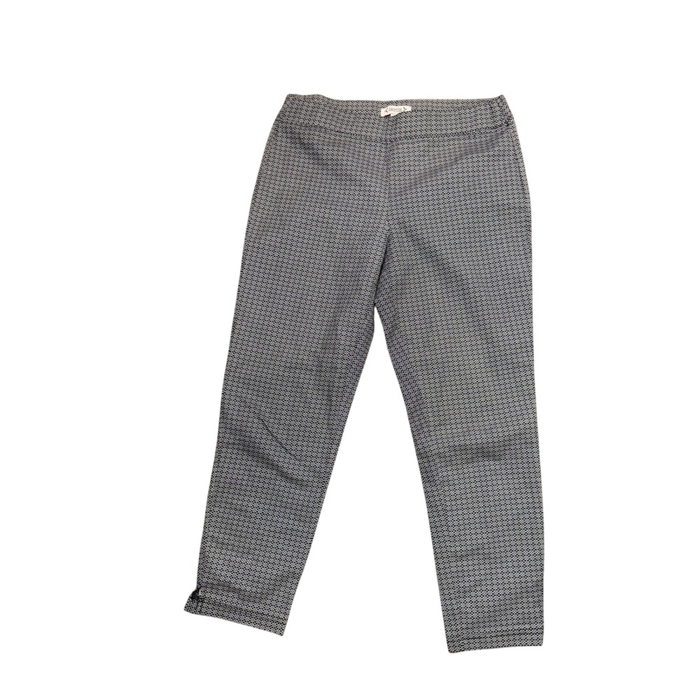 Nanette Lepore Black White Geometric Ankle Pants Size 6 Cotton Stretch Workwear